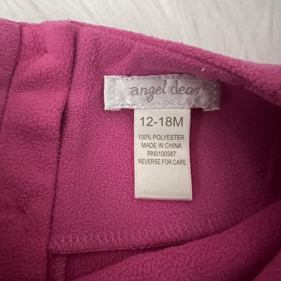 Angel Dear 12-18M Pink Fleece Long Sleeve Embroidered Floral Dress - Picture 3 of 3